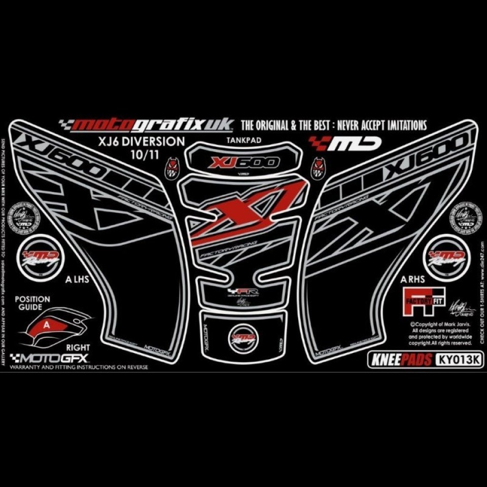 Motografix KY013K Motorcycle Fuel Tank Guard Knee Pads for Yamaha XJ600