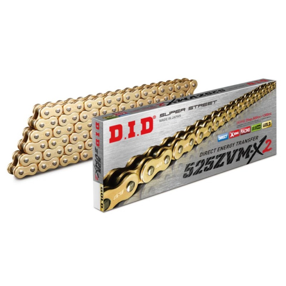 DID 525ZVMX2 X-Ring Motorcycle Chain - Gold