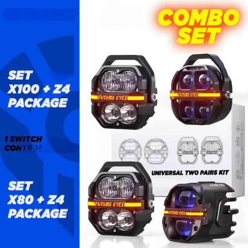Future Eyes X80/X100 with Z4 Dual Kit Auxiliary Motorycle Lights