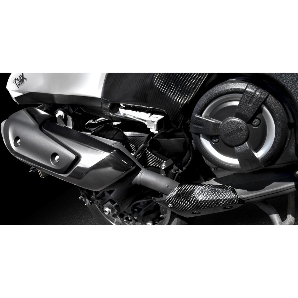 MOS Y-BC3-HY011-C01 Motorcycle Carbon Fiber Exhaust Pipe Line Protector Cover For Yamaha TMAX 530 2017-2019, TMAX 560 2020-2021