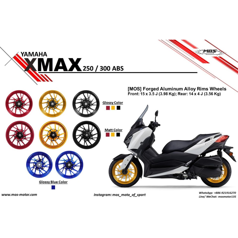 MOS Y-B74-FG-10 Motorcycle Matt Forged Aluminum Alloy Wheels Set for Yamaha X-Max 2023