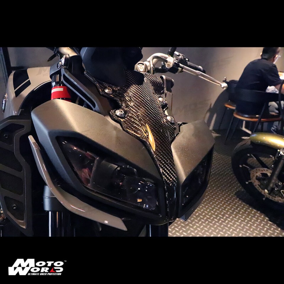 MOS Y-MT-9-6-C01 Motorcycle Carbon Fiber Headlight Front Panel Cover for Yamaha Tracer 900/FJ-09 2015-2017, FZ-09,MT-09 2014-2020, XSR900 2016-2020