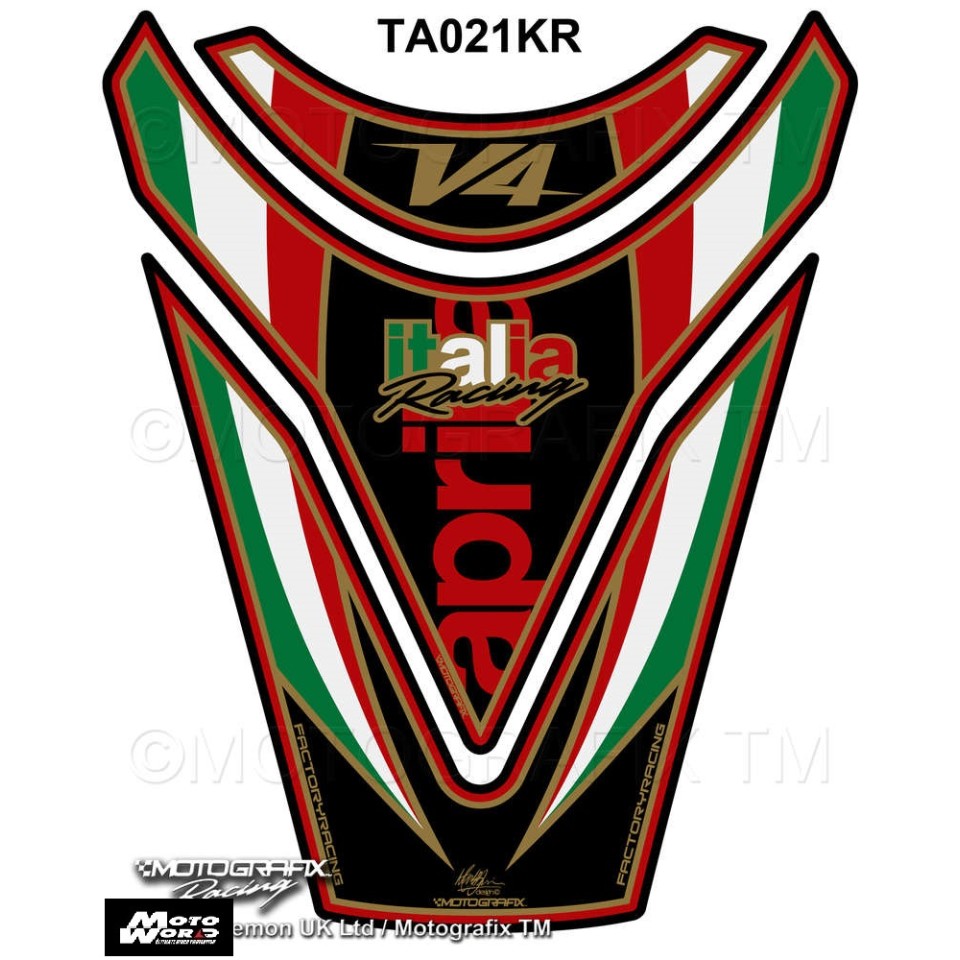 Motografix CAD TA021KR Red Italia Motorcycle Tank Pad Protector 3D Gel
