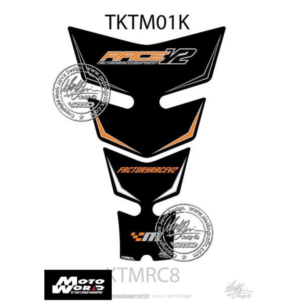 Motografix CAD TKTM01K Factory Motorcycle Tank Pad Protector 3D Gel Black