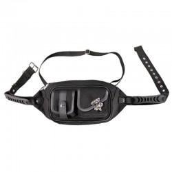 Komine SA061 Motorcycle Vintage Tandem Waist Bag-Black