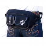 Komine SA061 Motorcycle Vintage Tandem Waist Bag-Black