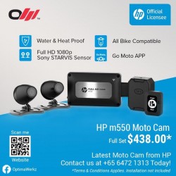 HP M550 MOTO CAM 2 Channel Moto Dashcam Hp1080 With Wifi & Memory Card 64Gb