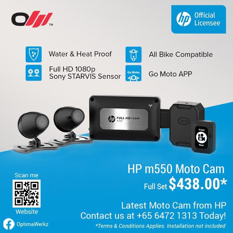 HP M550 MOTO CAM 2 Channel Moto Dashcam Hp1080 With Wifi & Memory