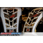 Motografix CAD TY018KA Yamaha FZ8 2010 Black / Gold Motorcycle Tank Pad Protector 3D Gel