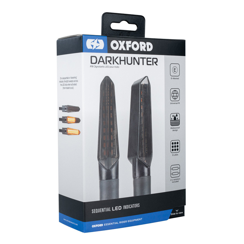 Oxford EL366 DarkHunter - Sequential Motorcycle Indicators (Incl. 2 Resistors)