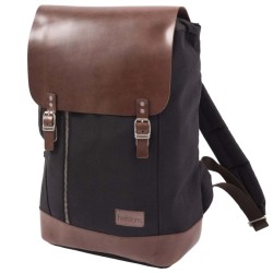 Helstons Leather/Cotton Backpack- Black / Brown