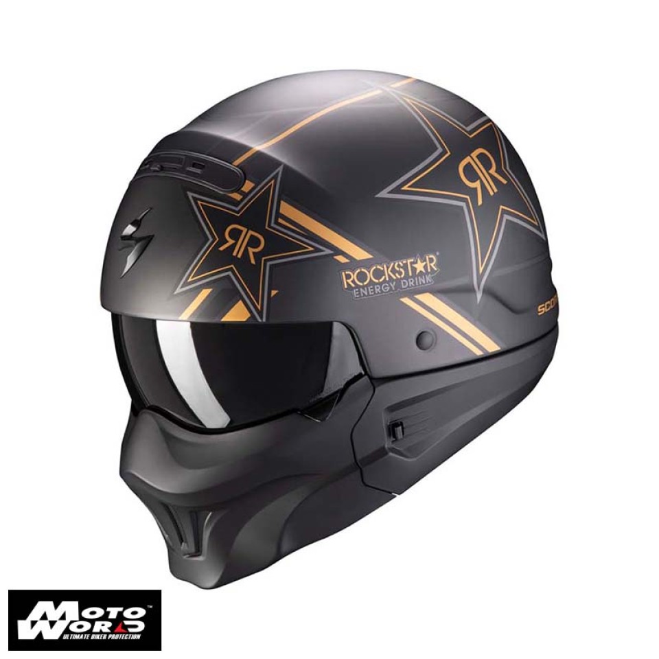 Scorpion EXO Combat Evo Rockstar Gold Modular Motorcycle Helmet - Non PSB Approved