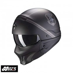 Scorpion EXO Combat Evo Unborn Matt Black Silver Modular Motorcycle Helmet