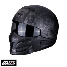 Scorpion EXO-Combat Stealth Matt-Black-Silver Jet Modular Motorcycle Helmet - Non PSB Approved