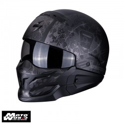 Scorpion EXO-Combat Stealth Matt-Black-Silver Jet Modular Motorcycle Helmet