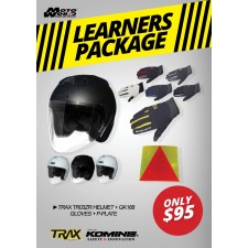 Trax TR03ZRR Open Face Helmet - PSB Approved + Komine GK 168 Ride Mesh Gloves + PPlate 3M Sticker - Only for New Riders