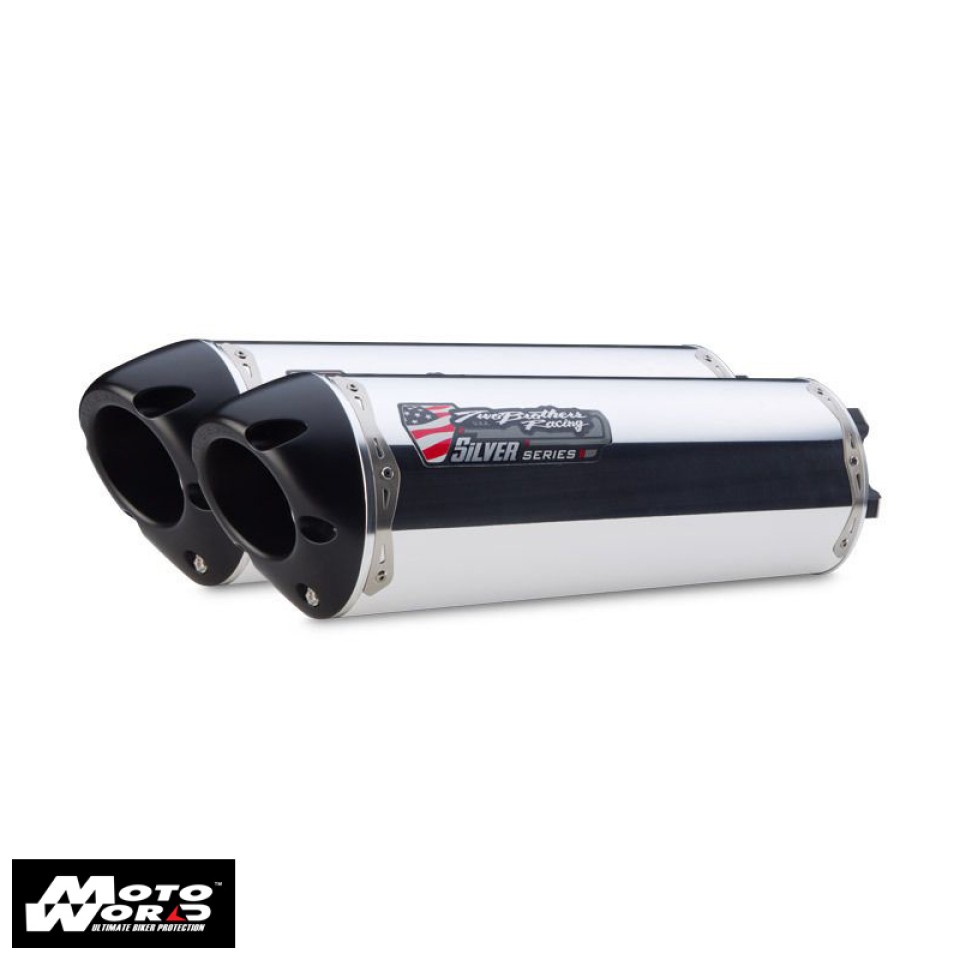 Two Brothers Racing Motorcycle Dual M2 Silver Series Carbon Slip-On for Kawasaki Ninja 1000 2011