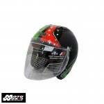 Trax TR03ZRR Open Face Helmet - PSB Approved + Komine GK 168 Ride Mesh Gloves + PPlate 3M Sticker - Only for New Riders