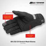 Komine GK232 CE Stretch Mesh Motorcycle Gloves