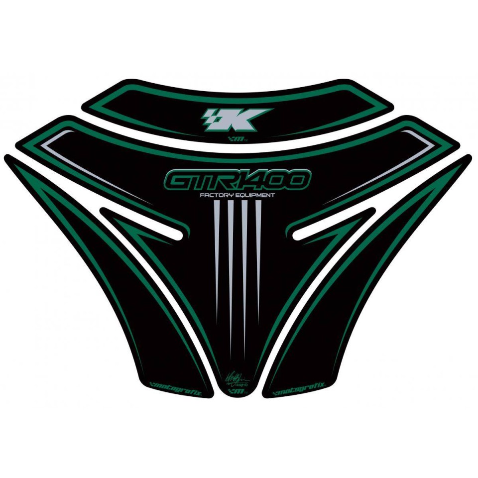 Motografix CAD TK013KG Motorcycle Tank Pad-Black/Green