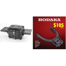Hodaka Aluminum Alloy Motorcycle Top Luggage Rack Frame for Honda ADV350 + Hodaka Motorcycles Aluminum Tail Box With Adventure Plates - Black