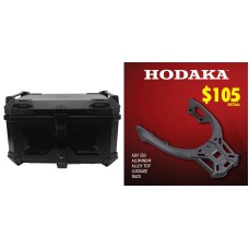 Hodaka Aluminum Alloy Motorcycle Top Luggage Rack Frame for Honda ADV350 + Hodaka Motorcycles ABS Tail Box - Black