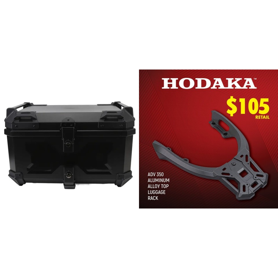 Hodaka Aluminum Alloy Motorcycle Top Luggage Rack Frame for Honda ADV350 + Hodaka Motorcycles ABS Tail Box - Black