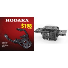 Hodaka Aluminum Alloy Motorcycle Top Luggage Rack Frame for Honda Forza ADV 750 + Hodaka Motorcycles Aluminum Tail Box With Adventure Plates - Black