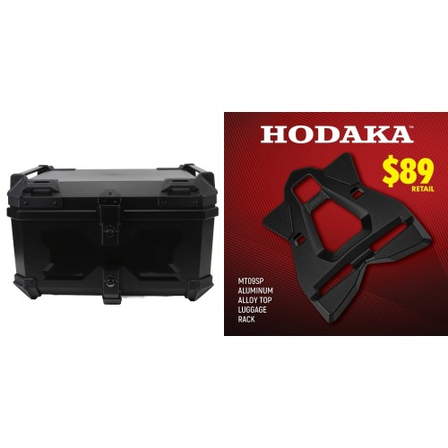 Hodaka Aluminum Alloy Motorcycle Top Luggage Rack Frame for Yamaha MT09 SP + Hodaka Motorcycles ABS Tail Box - Black