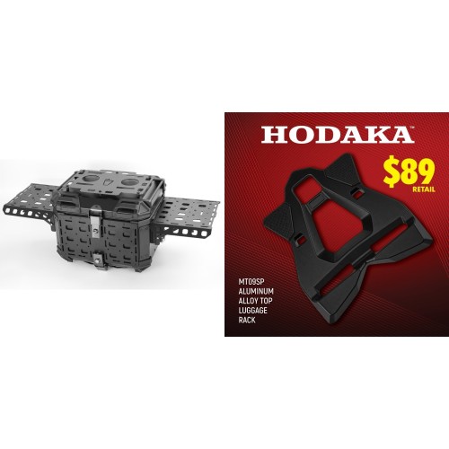 Hodaka Aluminum Alloy Motorcycle Top Luggage Rack Frame for Yamaha MT09 SP + Hodaka Motorcycles Aluminum Tail Box With Adventure Plates - Black