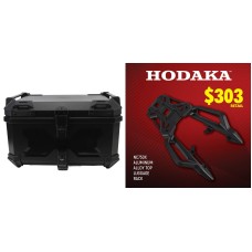 Hodaka Aluminum Alloy Motorcycle Top Luggage Rack Frame for Honda NC750X + Hodaka Motorcycles ABS Tail Box - Black