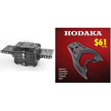Hodaka Aluminum Alloy Motorcycle Top Luggage Rack Frame for Yamaha NMAX155 + Hodaka Motorcycles Aluminum Tail Box With Adventure Plates - Black