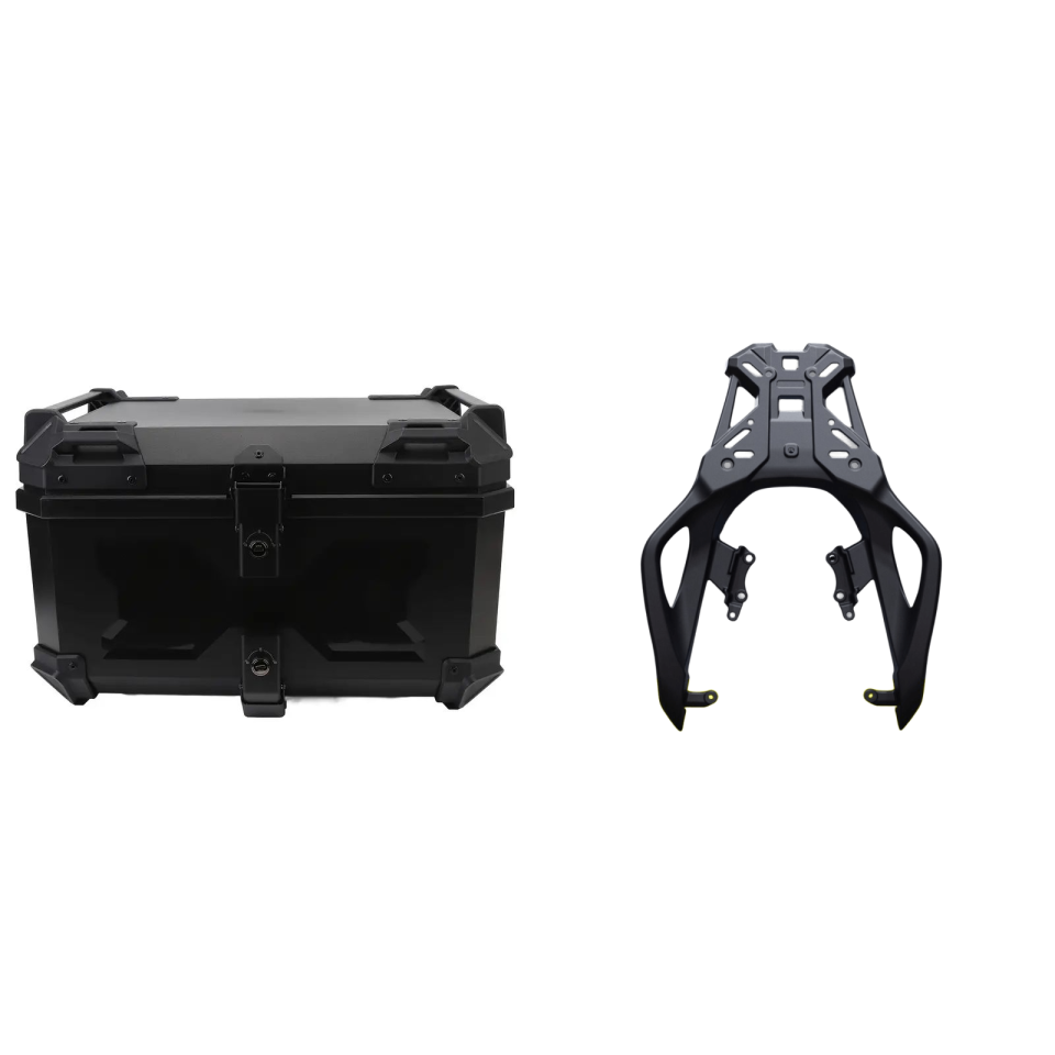 Hodaka Aluminum Alloy Motorcycle Top Luggage Rack Frame for Honda NX400/NX500 + Hodaka Motorcycles ABS Tail Box - Black