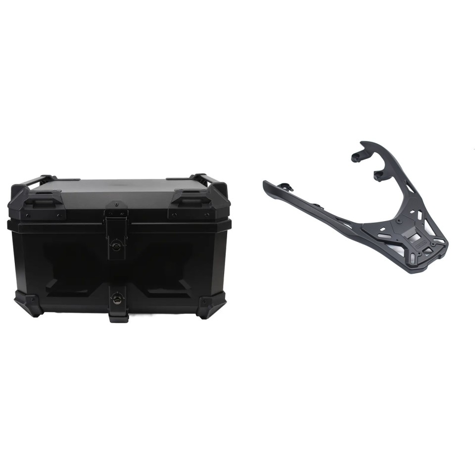 Hodaka Aluminum Alloy Motorcycle Top Luggage Rack Frame for Yamaha XMax300 + Hodaka Motorcycles ABS Tail Box - Black