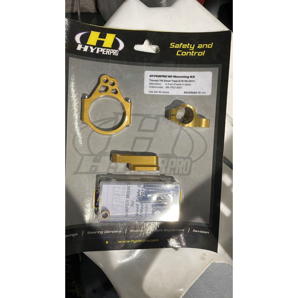 Hyperpro MK-TR07-B001 Motorcycle Steering Damper Mounting Kit for Triumph Street Triple 765 S/R/RS 2017-2019