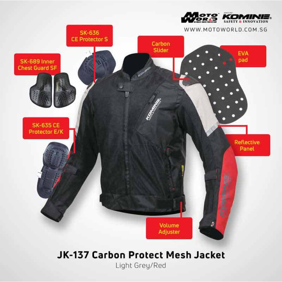 Komine JK-137 Carbon Protect Mesh Motorcycle Riding Jacket Komine JK-137 Carbon Protect Mesh Motorcycle Riding Jacket