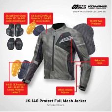Komine JK-140 Protect Full Mesh Motorcycle Riding Jacket