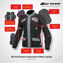 Komine JK142 Protect Adventure Mesh Motorcycle Riding Jacket