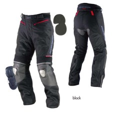 Komine PK-712 Riga Titanium Leather Motorcycle Mesh Pants-Black