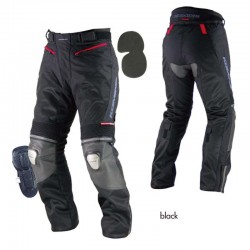 Komine PK 712 Riga Titanium Leather Motorcycle Mesh Pants-Black