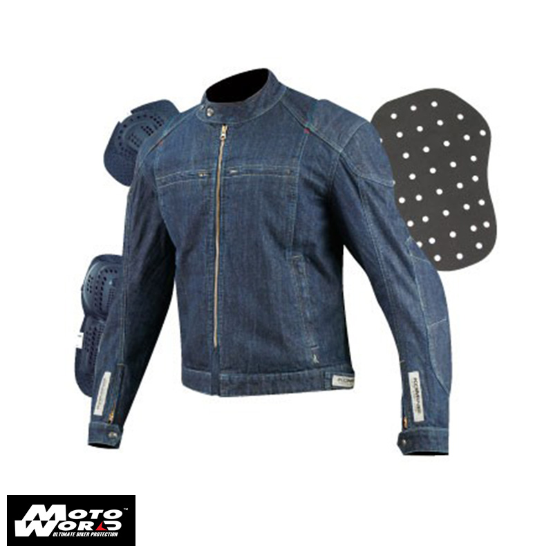 Komine JK077 Kevlar Denim Motorcycle Riding Jacket-Indigo Blue