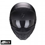 Scorpion EXO Combat Evo Unborn Matt Black Silver Modular Motorcycle Helmet