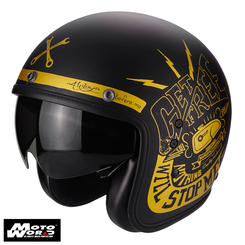 Scorpion Belfast Fender Classic Motorcycle Helmet Matt Black-Gold