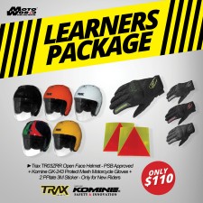 Trax TR03ZRR Open Face Helmet - PSB Approved + Komine GK-243 Protect Mesh Motorcycle Gloves + 2 PPlate 3M Sticker - Only for New Riders