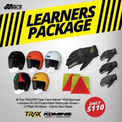 Trax TR03ZRR Open Face Helmet - PSB Approved + Komine GK-243 Protect Mesh Motorcycle Gloves + 2 PPlate 3M Sticker - Only for New Riders