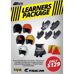 Trax TR03ZRR Open Face Helmet - PSB Approved + Komine GK-243 Protect Mesh Motorcycle Gloves + Motoworld Helmet Slingbag + 2 PPlate 3M Sticker - Only for New Riders