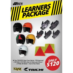 Trax TR03ZRR Open Face Helmet - PSB Approved + Komine GK-243 Protect Mesh Motorcycle Gloves + 2 PPlate 3M Sticker - Only for New Riders